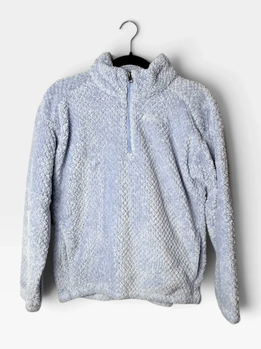 Columbia Youth Sherpa Pullover Size XL Sky Blue Cozy Winter Fall Half Zip (V)